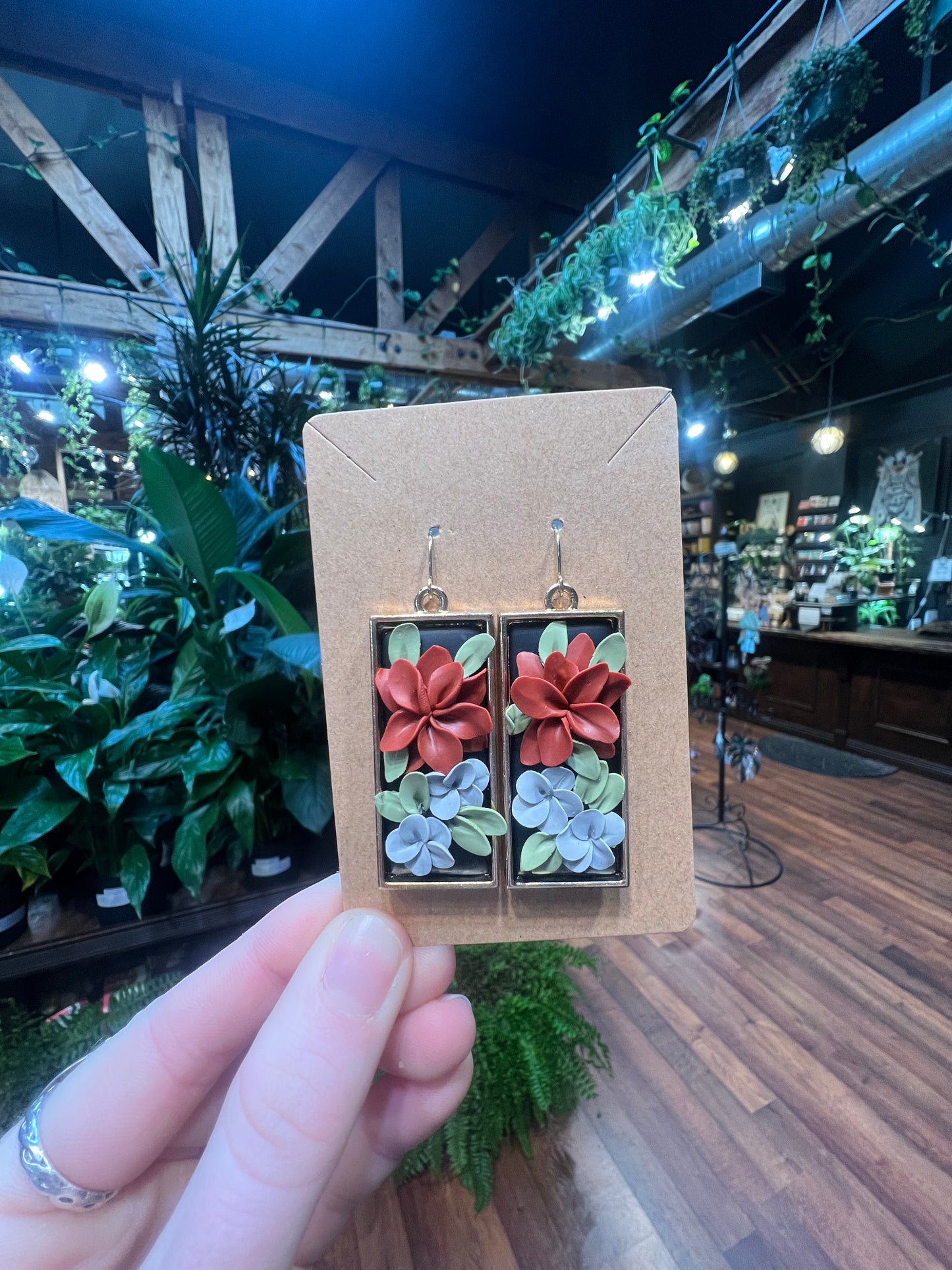 Polymer clay earrings 3D flowers .B