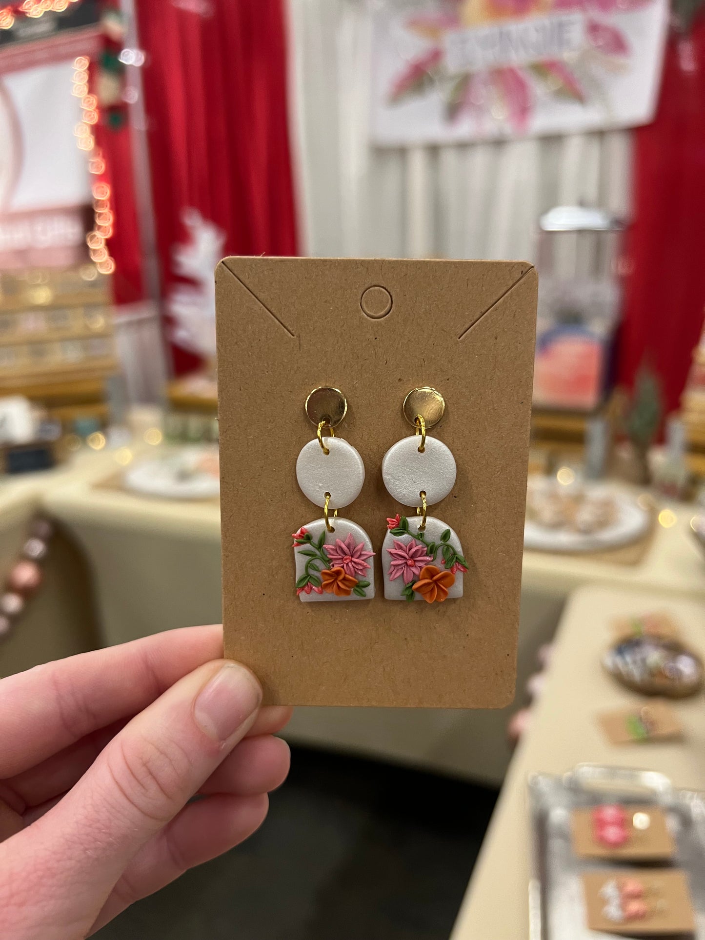 Winter Flower Polymer Clay Earrings