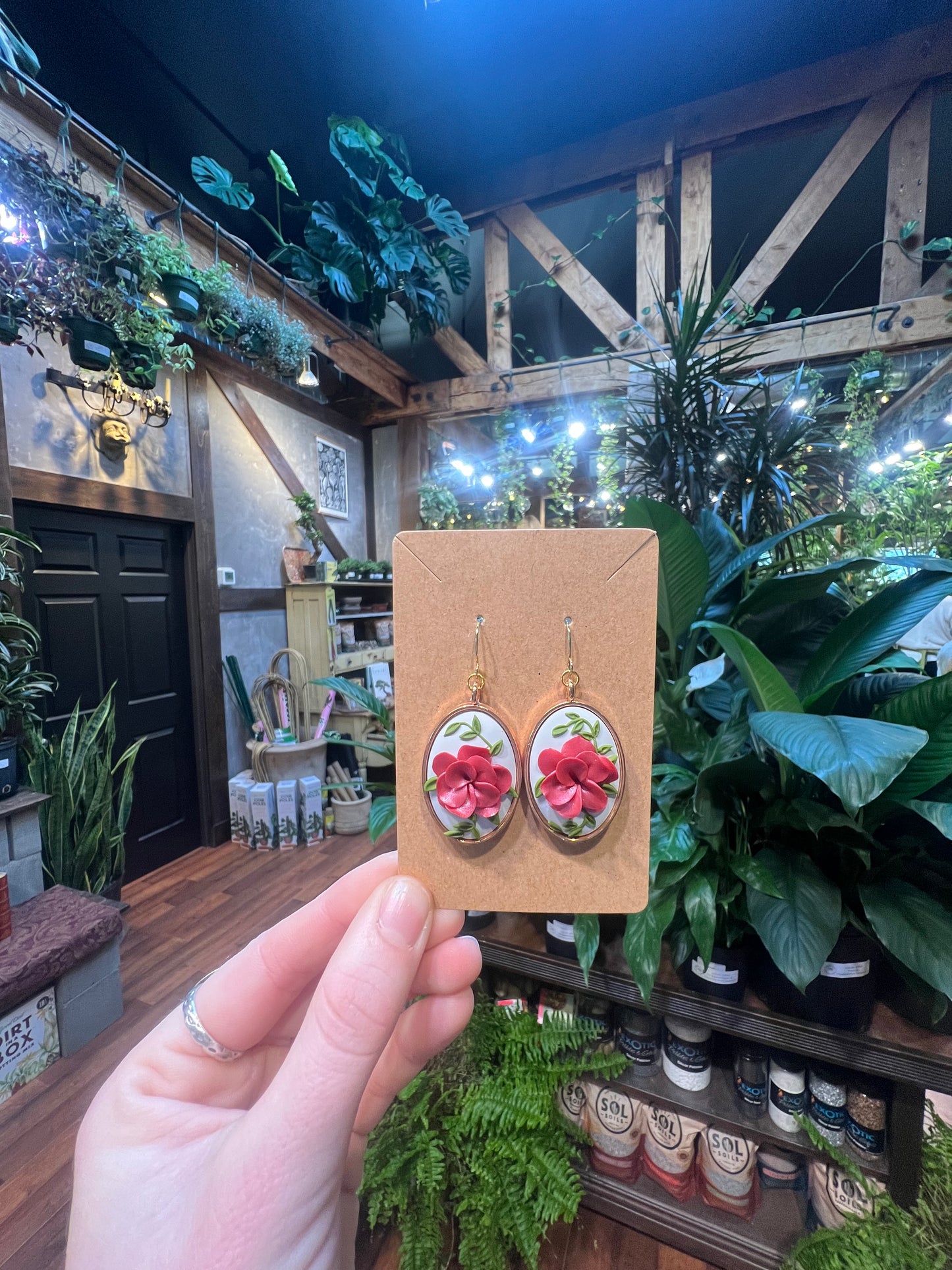 Polymer clay Earrings 3D flowers .H
