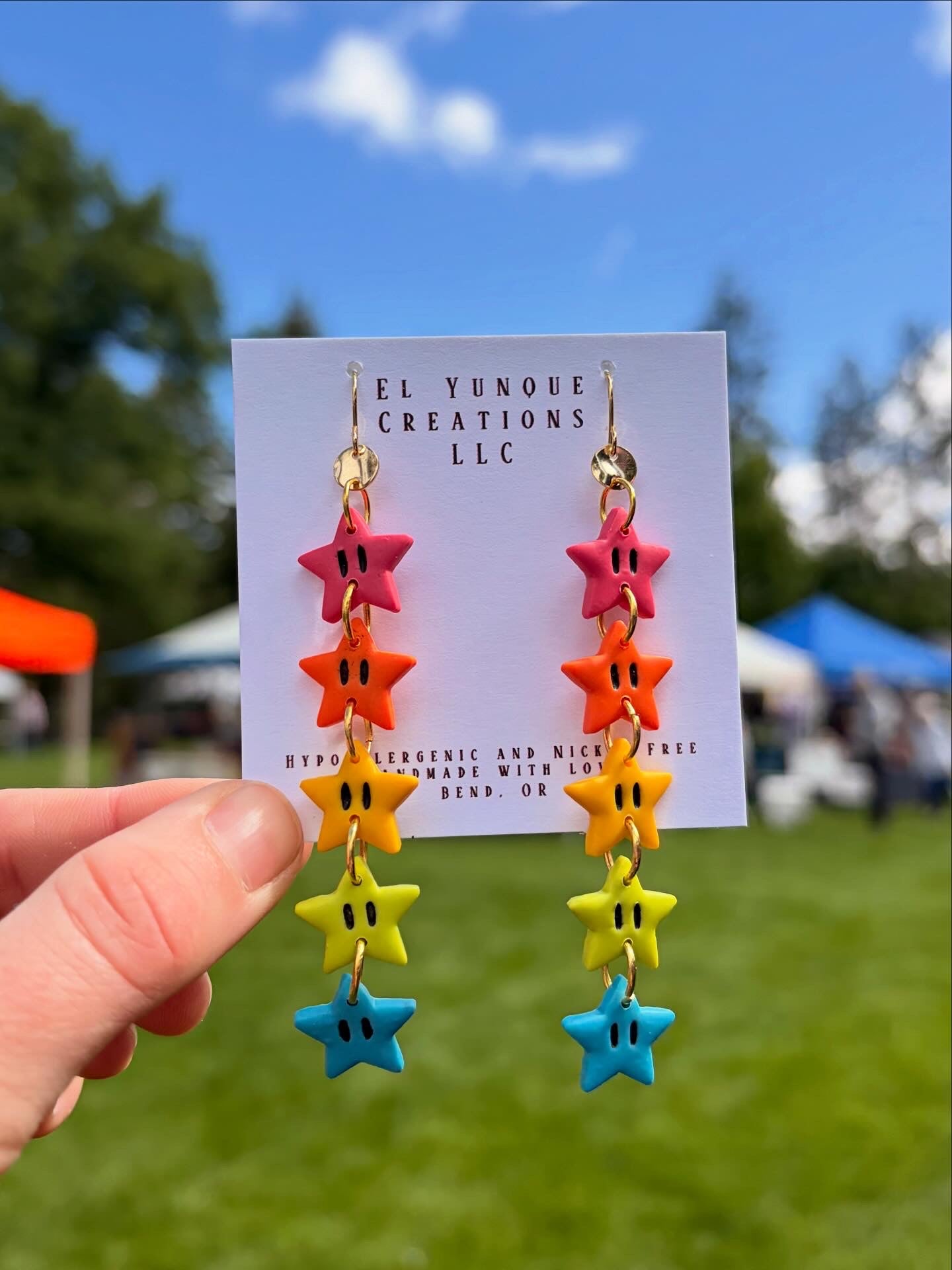 Pride star Rainbow polymer clay earrings