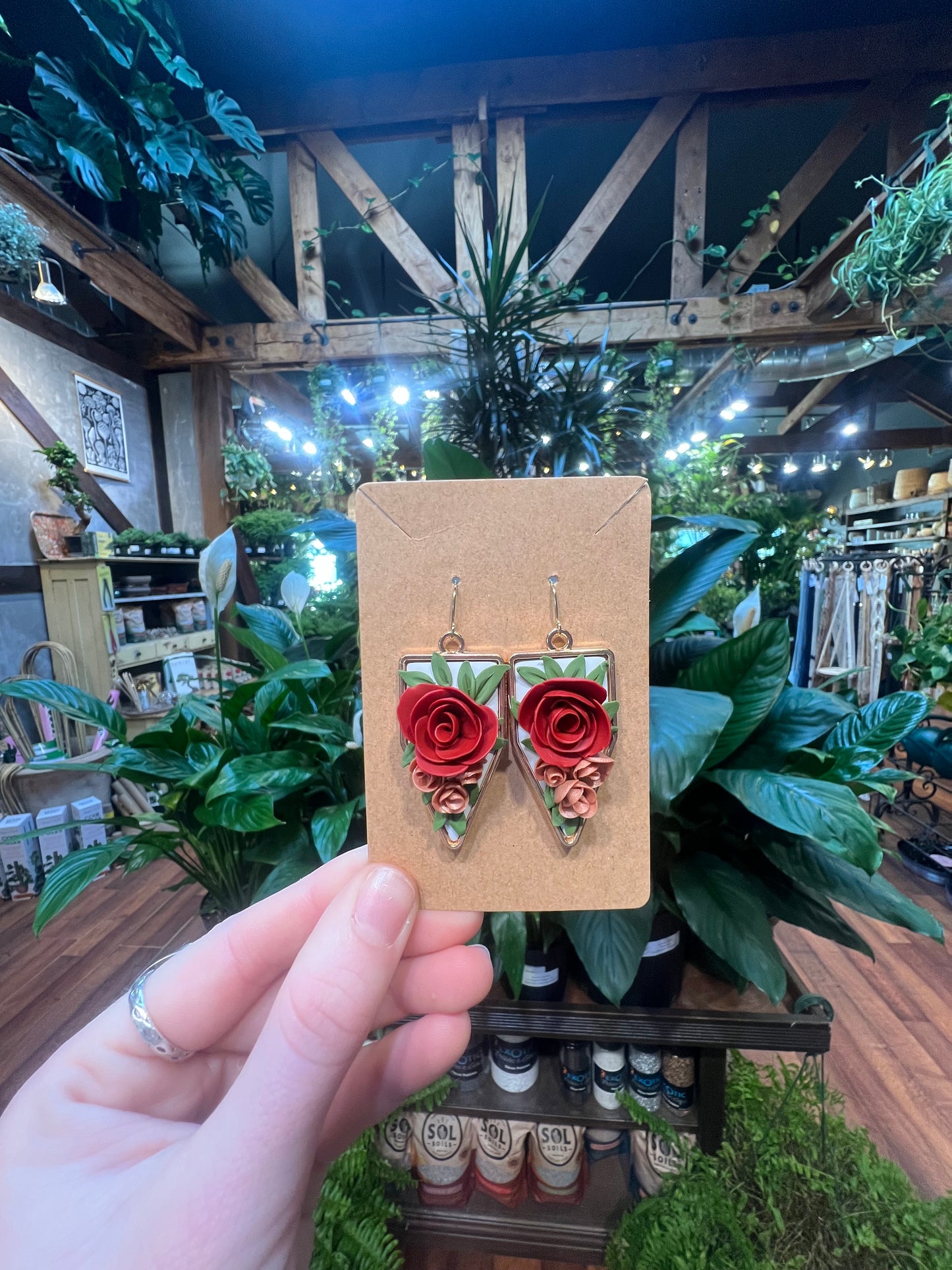 Polymer clay earrings 3D roses .F