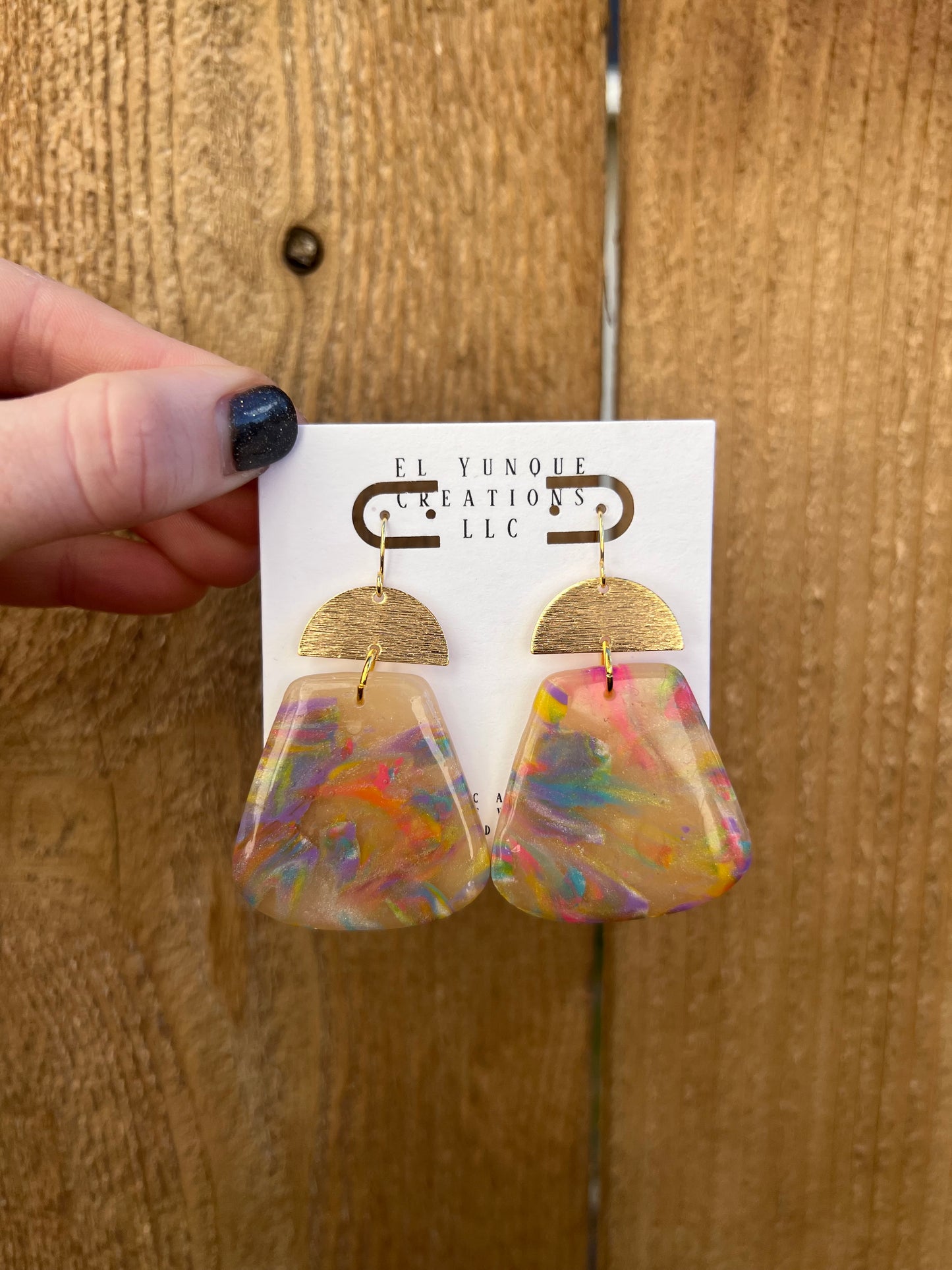 Rainbow royal polymer clay earrings