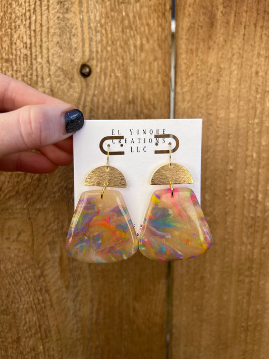 Rainbow royal polymer clay earrings