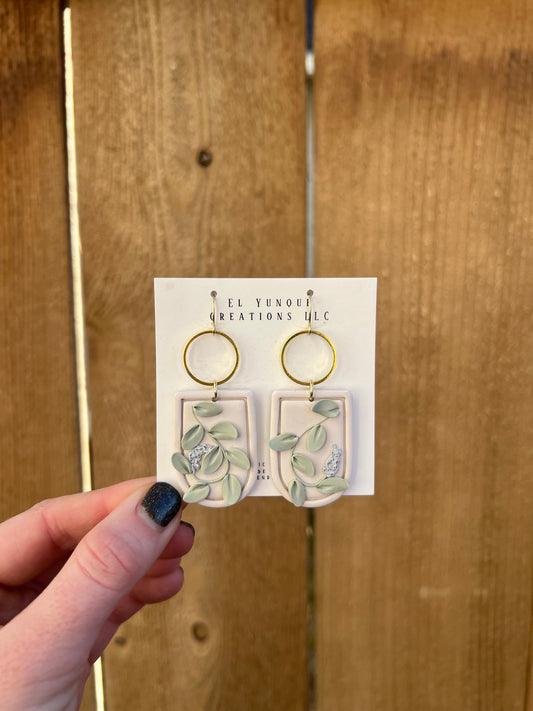 Light blue vines polymer clay earrings