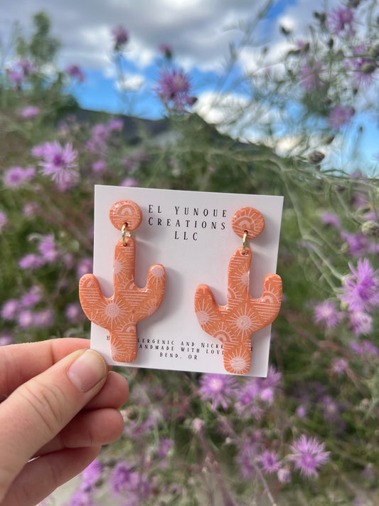 Polymer clay and resin Arizona Cactus earrings