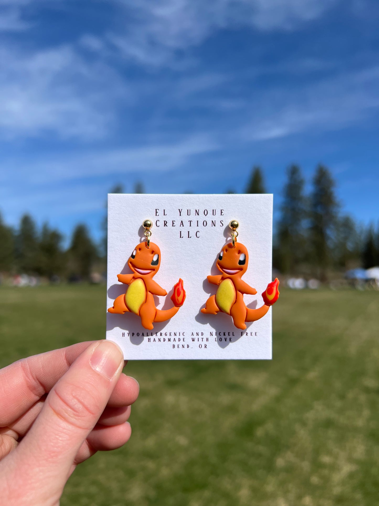 Charmander polymer clay earrings