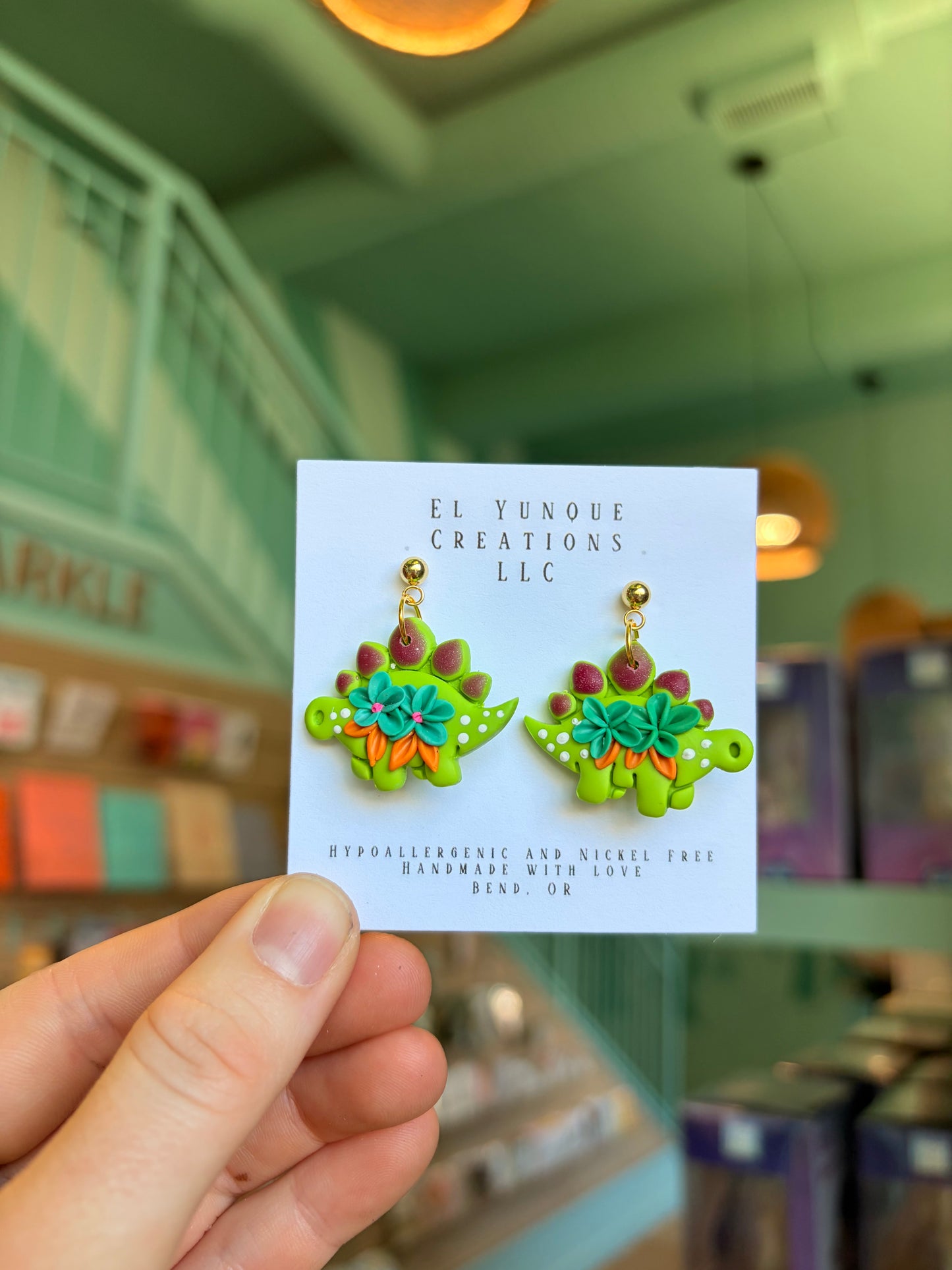 Dino green earrings