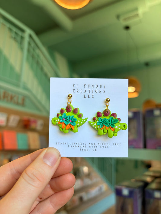 Dino green earrings