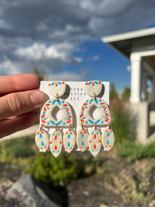 Polymer clay Tile inspo earrings