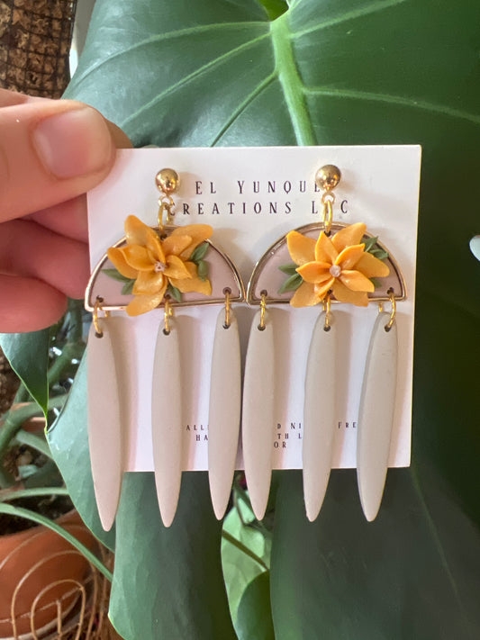 Fall florals statement polymer clay earrings
