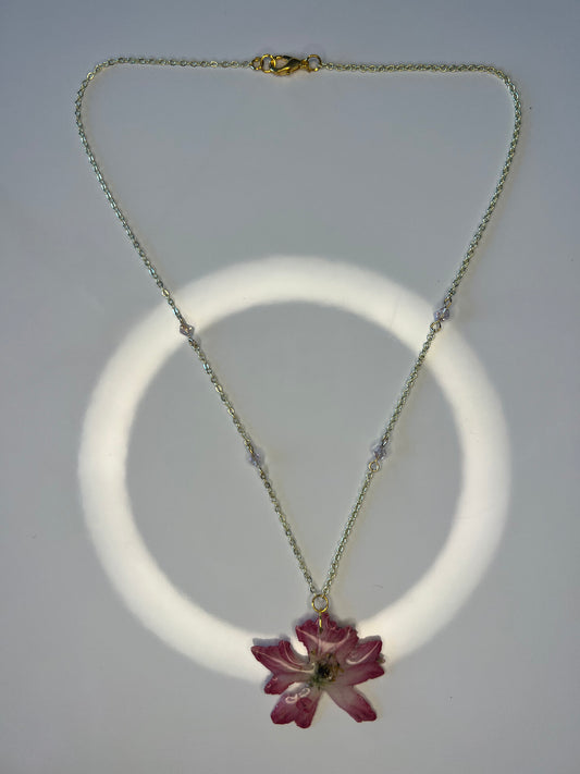 Pink Zinnia flower Necklace