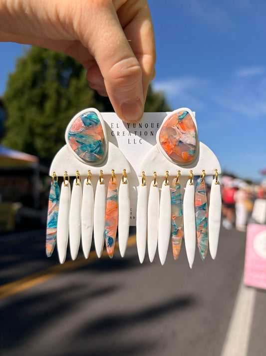 Sunset marble statement earrings