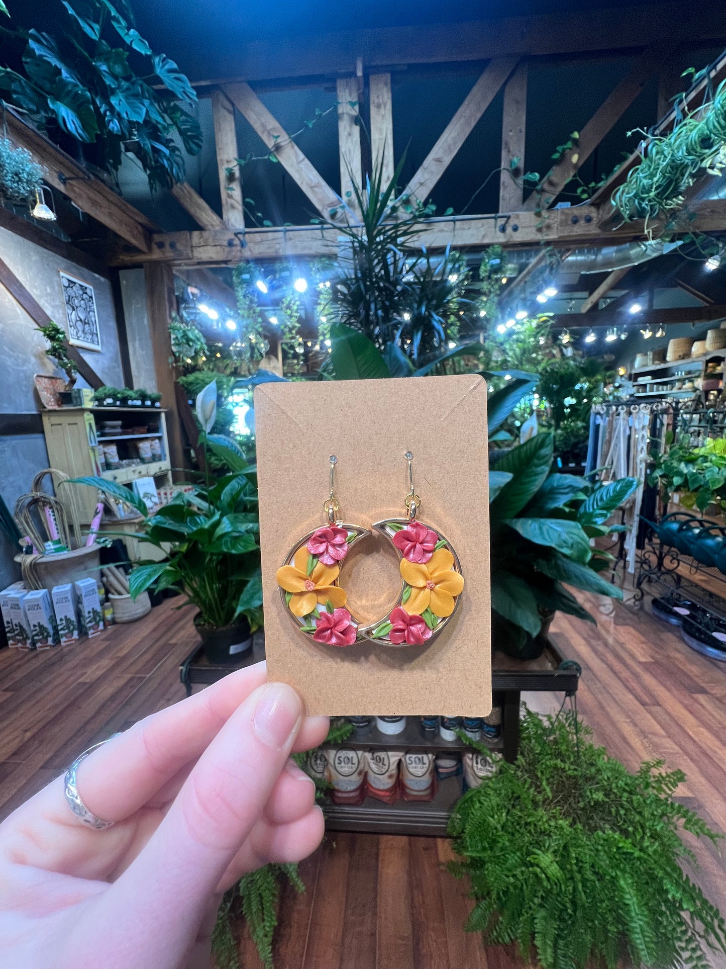 Polymer Clay Earrings Flower Moons .D