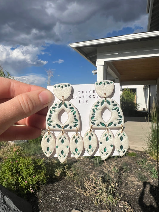Polymer clay Jade green earrings
