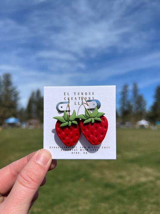 Strawberry polymer clay earrings