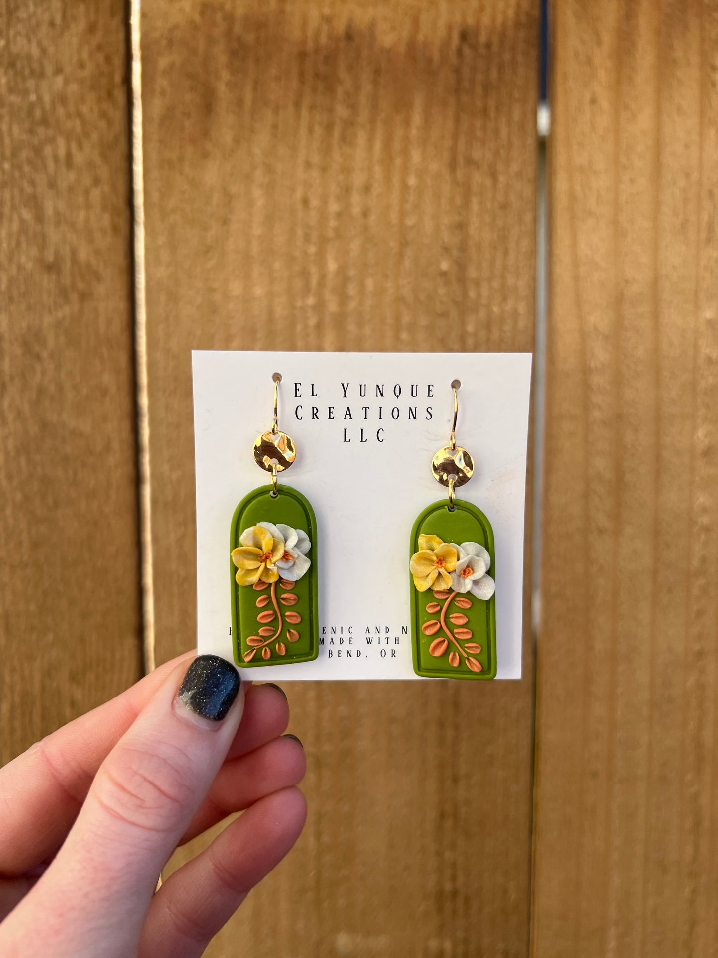 Green garden colors polymer clay earrings