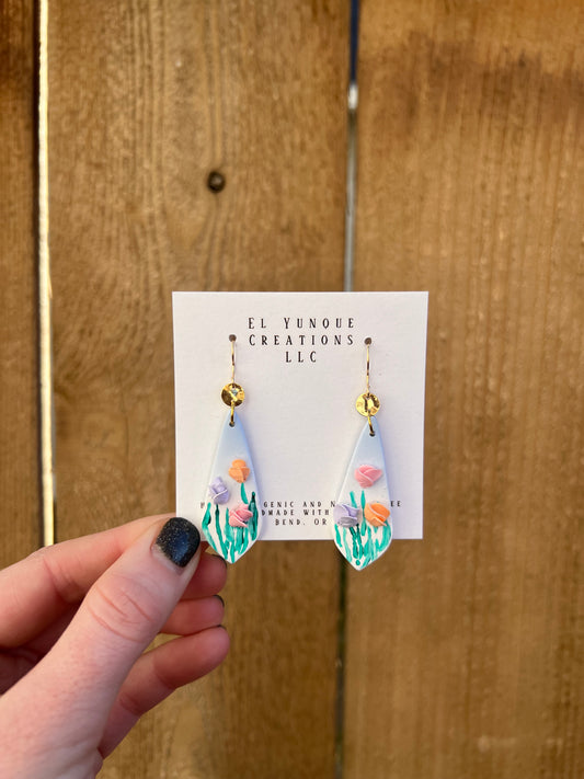 Tulip field polymer clay earrings