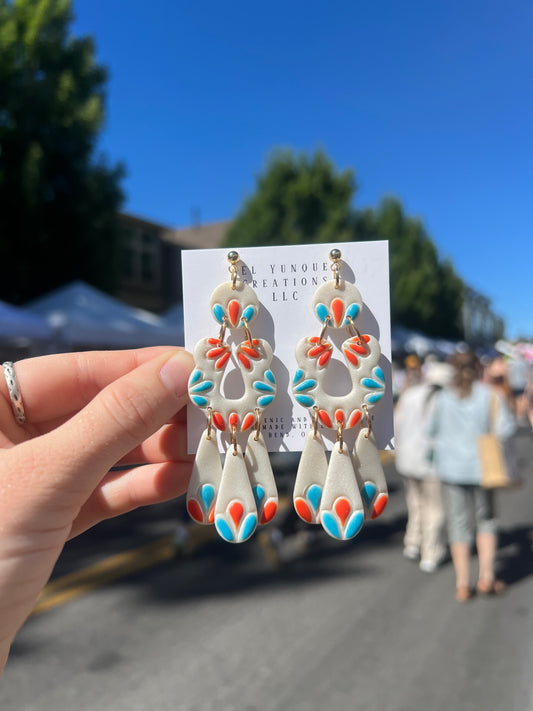 Polymer clay Tile inspo earrings
