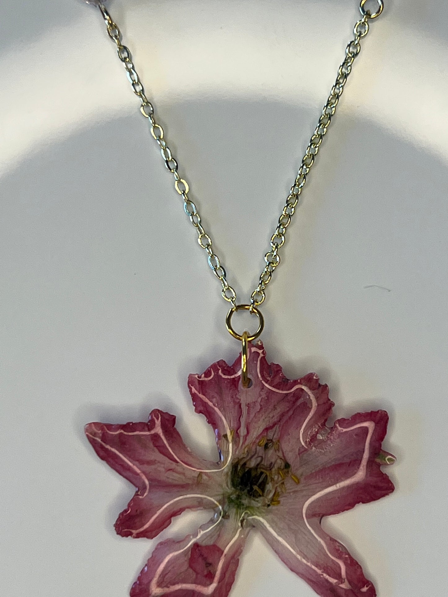 Pink Zinnia flower Necklace