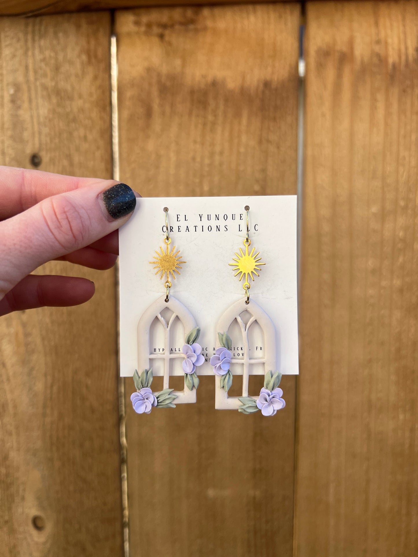 Lilac windows polymer clay earrings