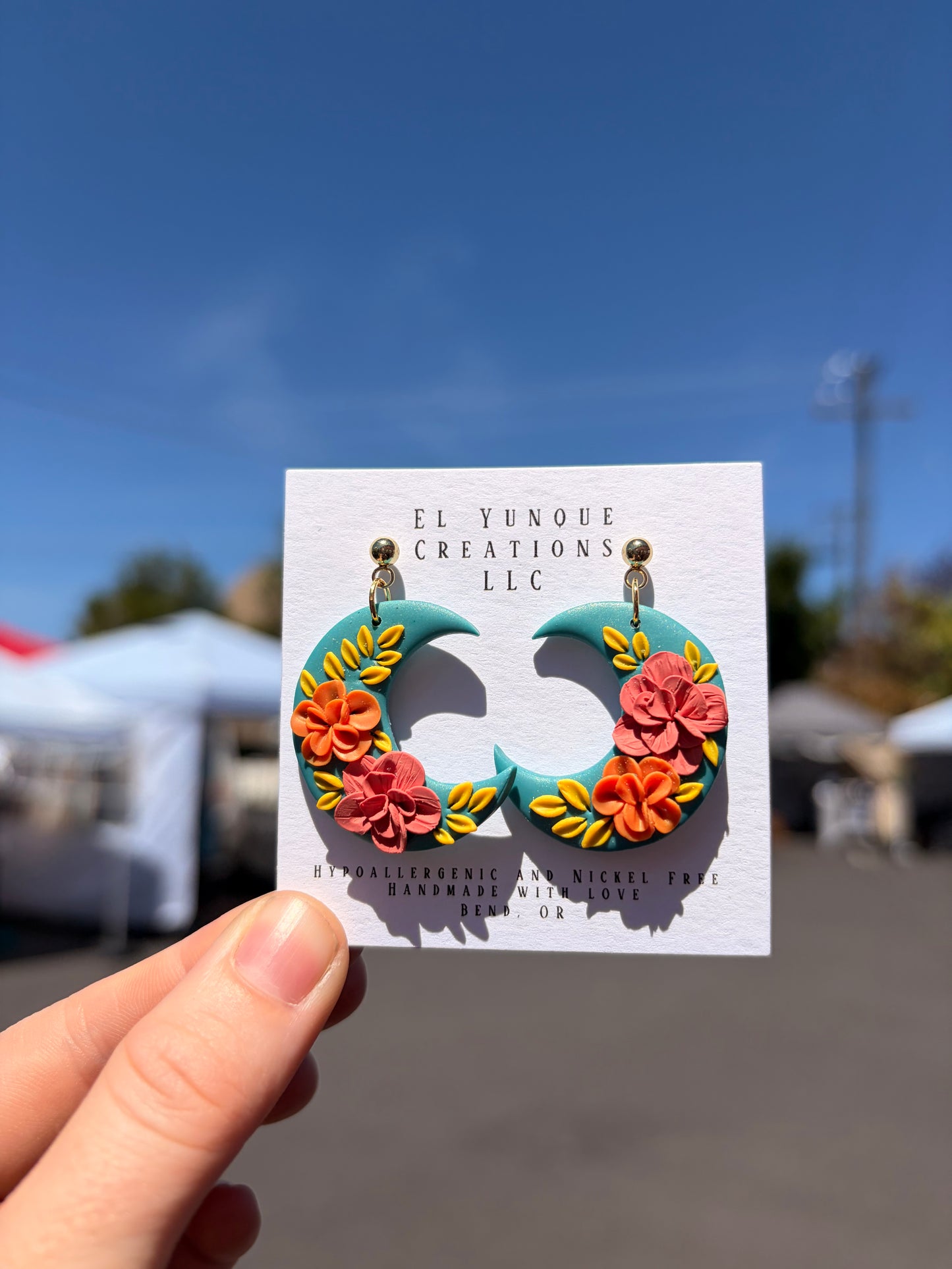 Turquoise floral moons