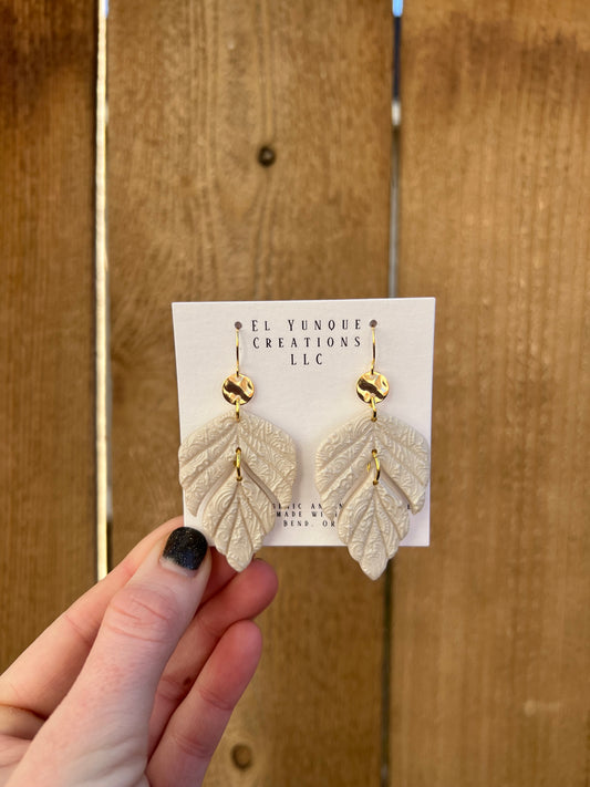 Laced white polymer clay earrings