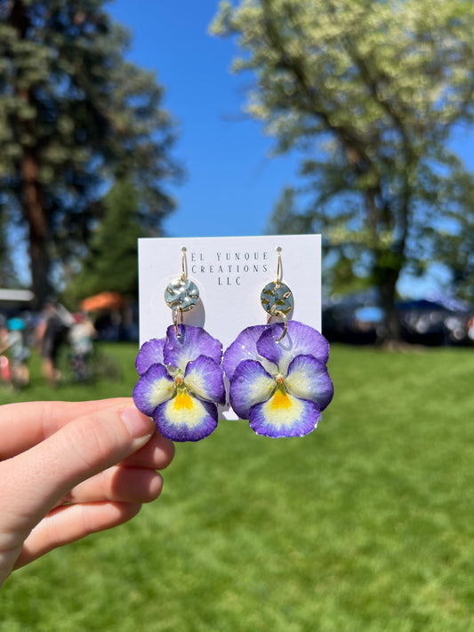 REAL Viola Flower Earrings